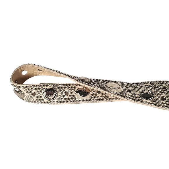 Vintage Sand Castle New York Silver Sea Life Leather Studded Belt Italy 41\